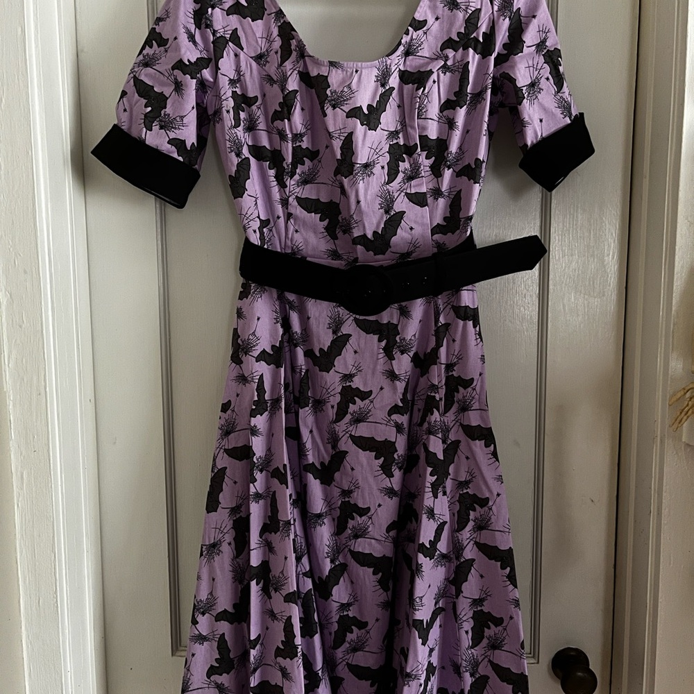 Modcloth Lavender and Black Bat Pattern Dress
